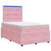 vidaXL LED Boxspringbett mit Matratze Rosa 120 x 200 cm Samt