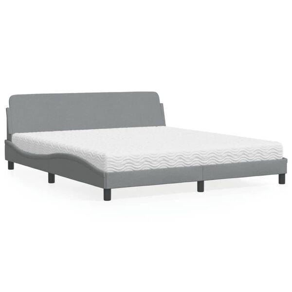 vidaXL Bett mit Matratze "Dover" Hellgrau 180x200 cm Stoff