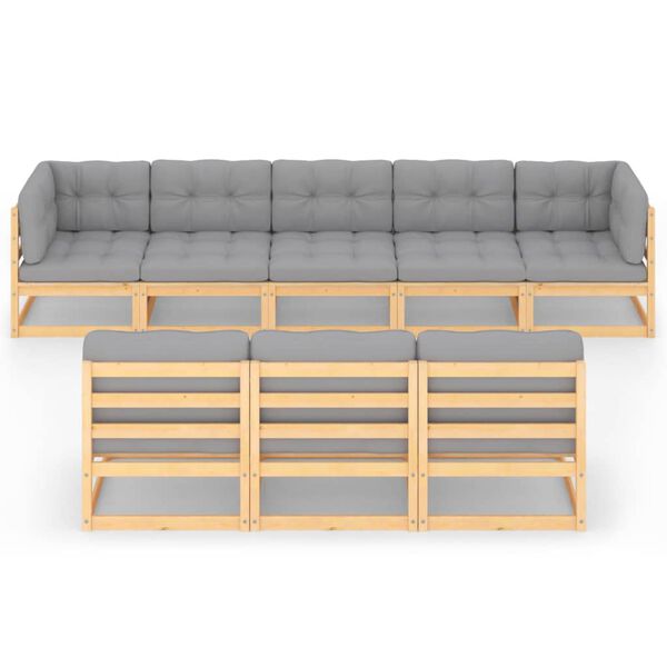 vidaXL 8-tlg. Garten-Lounge-Set mit Kissen Massivholz Kiefer