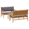vidaXL Garten-Sofa-Set mit Kissen 3 pcs Braun Massivholz Akazie
