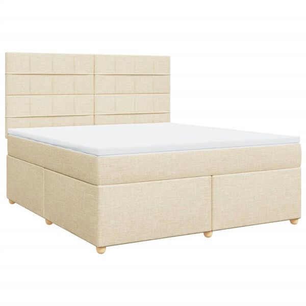 vidaXL Boxspringbett mit Matratze Creme 180x200 cm Stoff