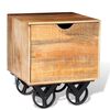 vidaXL Beistelltisch mit Schublade und R&auml;dern Mangoholz 40x40x45 cm