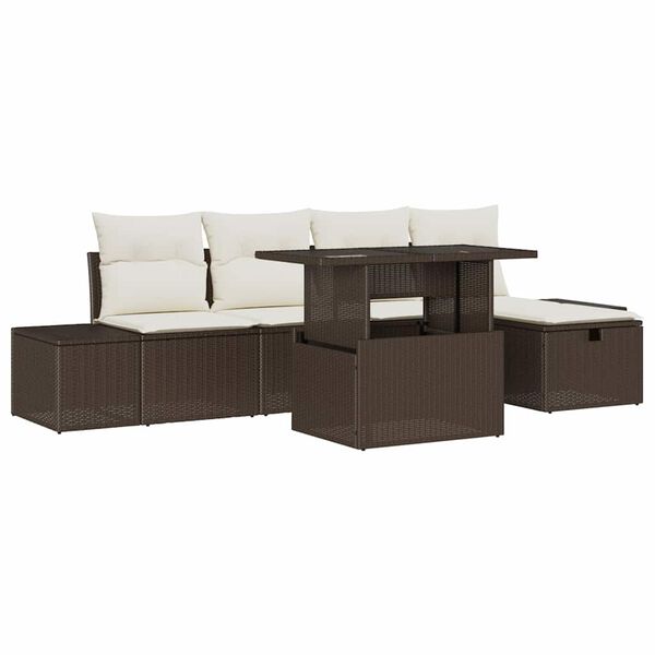 vidaXL Garten-Sofa-Set 6 pcs Braun Poly Rattan