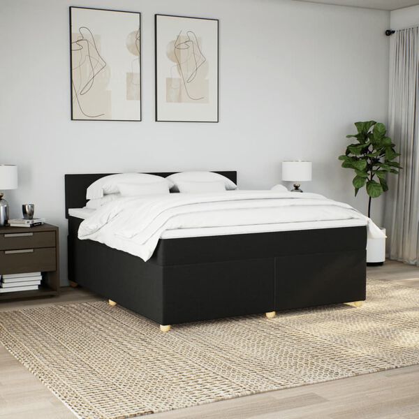vidaXL Boxspringbett mit Matratze Schwarz 180x200 cm Stoff