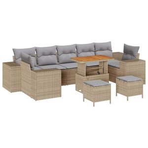 vidaXL Gartensofa-set mit Kissen 10 pcs Beige Poly-Rattan