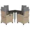 vidaXL 5-tlg. Garten-Essgruppe mit Kissen Beigemischung Poly Rattan
