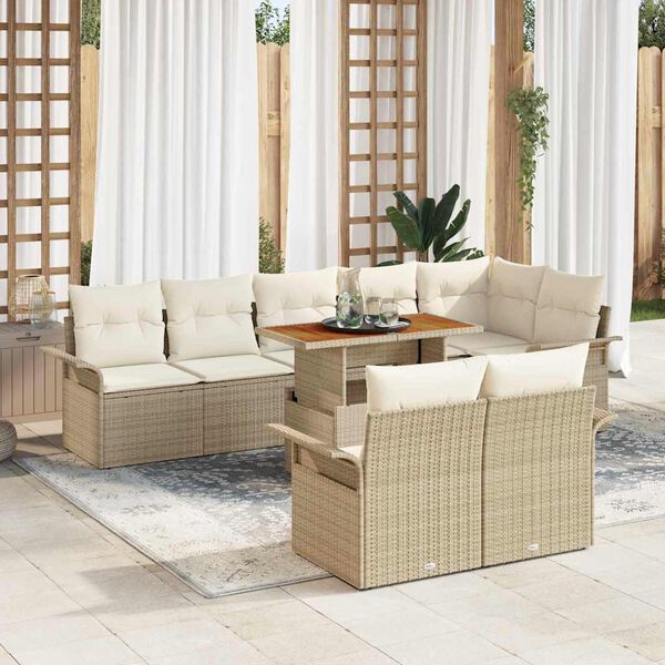 vidaXL Garten-Sofa-Set mit Kissen 9 pcs Beige und Creme