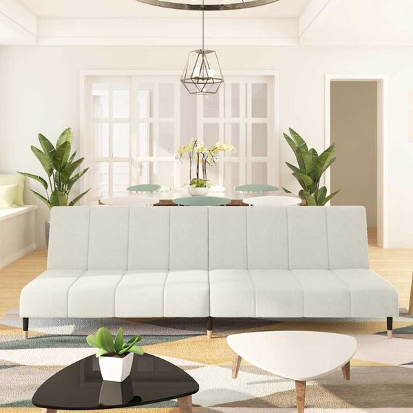 vidaXL Schlafsofa 2-Sitzer Creme Samt