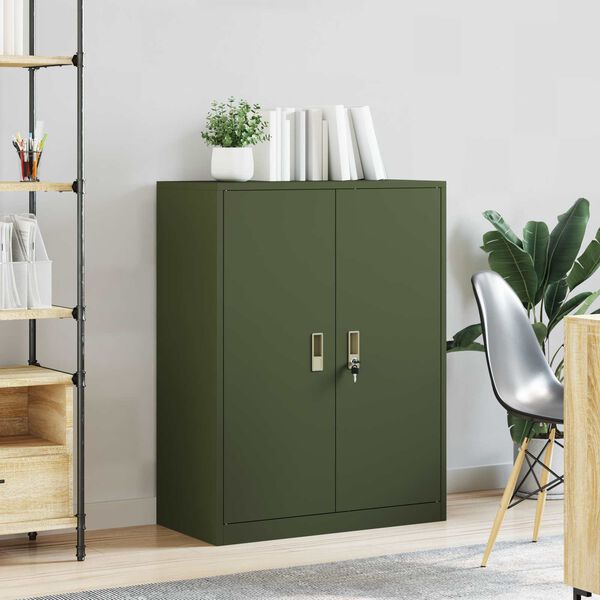 vidaXL Aufbewahrungsschrank Olive Gr&uuml;n 80 x 40 x 105 cm Stahl