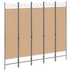 vidaXL 5-teiliger Raumteiler Beige 200 x 180 cm Stoff