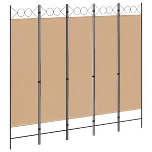 vidaXL 5-teiliger Raumteiler Beige 200 x 180 cm Stoff