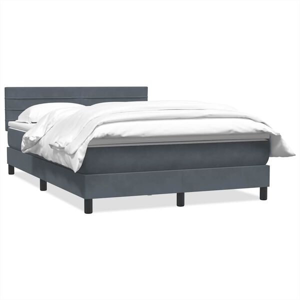 vidaXL Boxspringbett mit Matratze Dunkelgrau 160x210 cm Samt