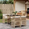 vidaXL 5-tlg. Garten-Essgruppe mit Kissen Beige Poly Rattan