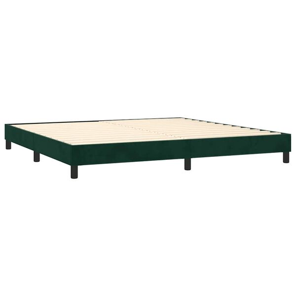 vidaXL Boxspringbett mit Matratze Dunkelgr&uuml;n 200x200 cm Samt