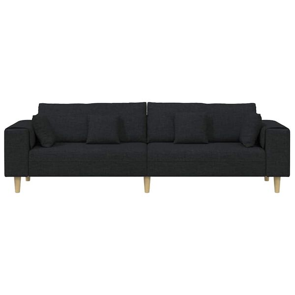 vidaXL Sofa mit Kissen Schwarz 250 x 77 x 76 cm Stoff