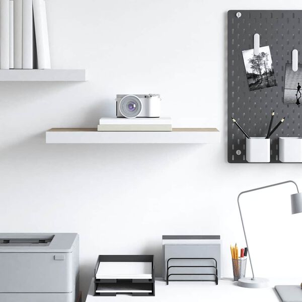 vidaXL Schweberegal Eichen-Optik und Wei&szlig; 60x23,5x3,8 cm MDF