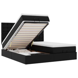 vidaXL Ottoman-Bett mit Matratzen & LEDs Schwarz 180x200 cm Kunstleder