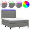 vidaXL Boxspringbett mit Matratze & LED Dunkelgrau 140x190 cm Stoff