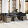 vidaXL Garten-Sofa-Set mit Kissen 10 pcs Grau Poly Rattan