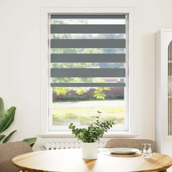 vidaXL Doppelrollo Dunkelgrau 80x150 cm Stoffbreite 75,9 cm Polyester