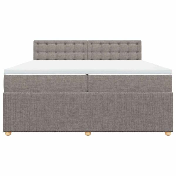vidaXL Boxspringbett mit Matratze Taupe 200x200 cm Stoff