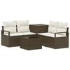vidaXL Sofa Set 6 stk. Braun und Creme Wei&szlig; Polyrattan und Stahl