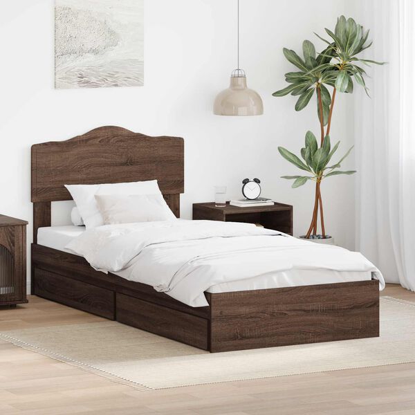 vidaXL Aufbewahrungsbett Braun Eichen-Optik 90 x 190 cm Holzwerkstoff