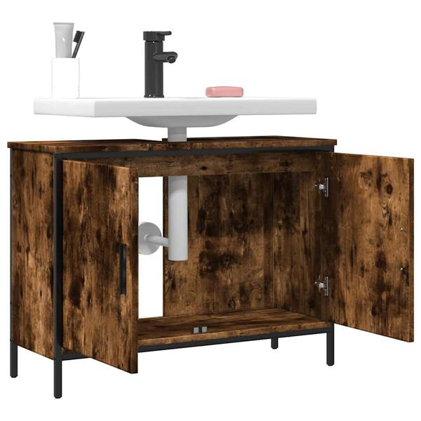 vidaXL Waschbeckenunterschrank R&auml;uchereiche 80x30x60 cm Holzwerkstoff