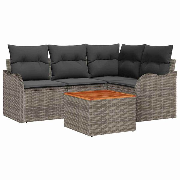 vidaXL Garten-Sofa-Set 5 pcs Grau Poly Rattan