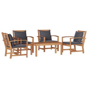 vidaXL Gartensofa-set 5 pcs Natur Massivholz Teak
