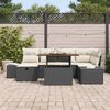 vidaXL Garten-Sofa-Set mit Kissen 7 pcs Schwarz Poly Rattan