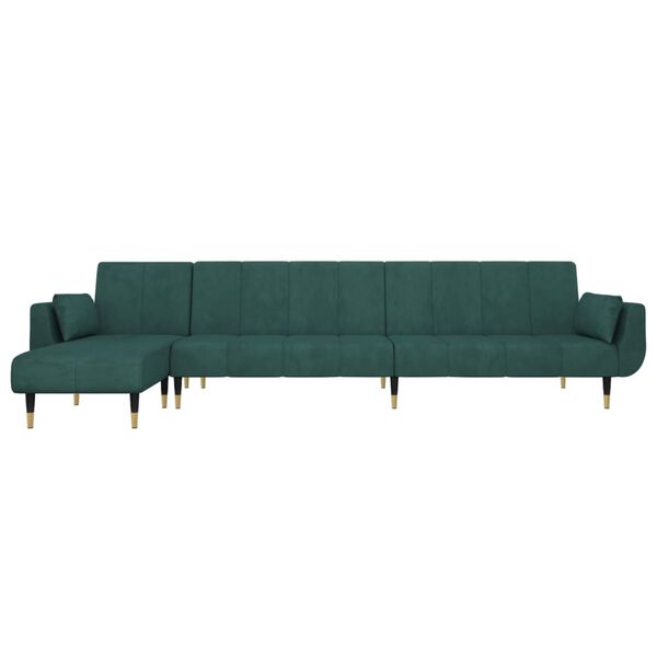 vidaXL Schlafsofa in L-Form Dunkelgrün 275x140x70 cm Samt