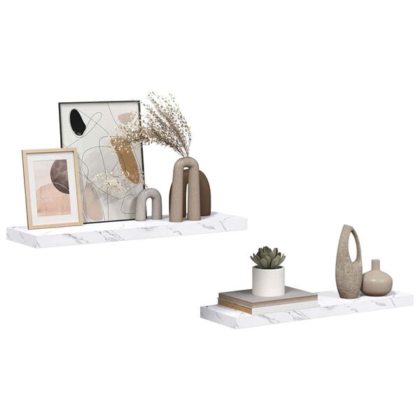 vidaXL Wandregal 2 pcs Weiß Marmor 90 x 23,5 x 4 cm Holzwerkstoff