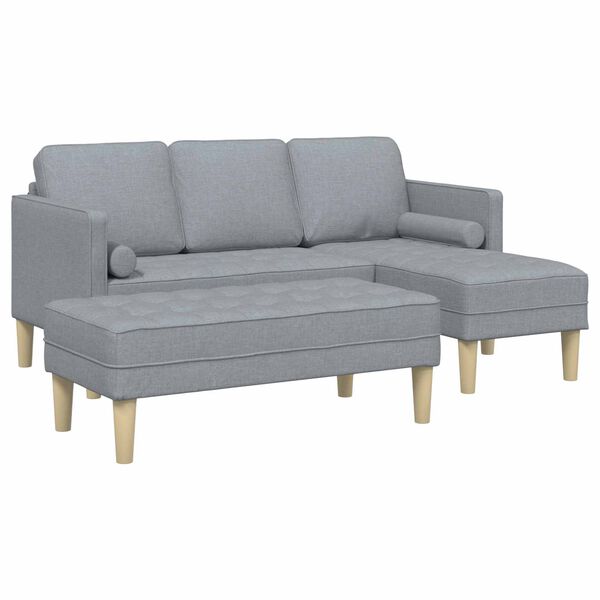 vidaXL Sofa Set mit Kissen 2 pcs Hellgrau Polyester