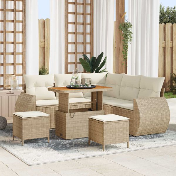 vidaXL Gartensofa-set 8 pcs Beige Poly-Rattan