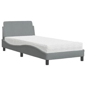 vidaXL Bett mit Matratze "Dover" Hellgrau 90x200 cm Stoff