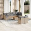 vidaXL 10-tlg. Garten-Sofagarnitur mit Kissen Beige Poly Rattan