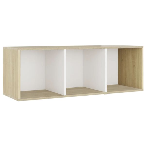 vidaXL TV-Schrank Weiß und Sonoma-Eiche 107x35x37 cm Holzwerkstoff