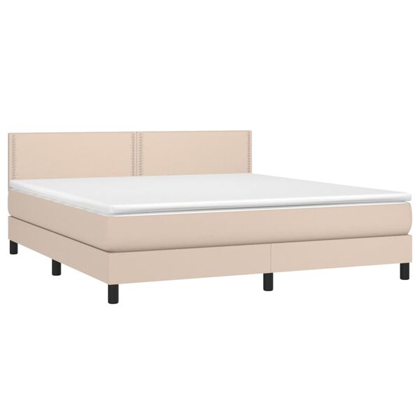 vidaXL Boxspringbett mit Matratze & LED Cappuccino-Braun 160x200cm
