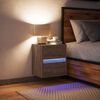 vidaXL Wand-Nachttisch mit LED-Leuchten Braun Eichen-Optik