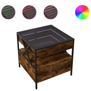 vidaXL Couchtisch mit Infinity-LED R&auml;uchereiche 50x50x51 cm