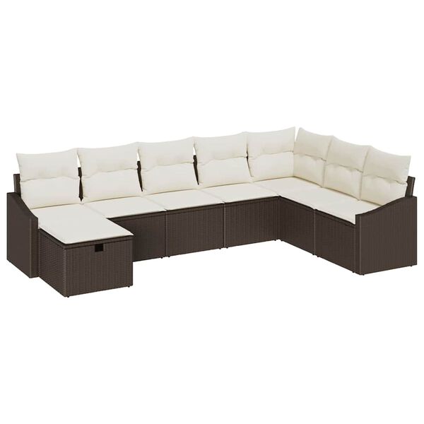 vidaXL Gartensofa-set mit Kissen mit Speicher 8 pcs Poly-Rattan