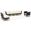 vidaXL 8-tlg. Garten-Lounge-Set Poly Rattan Eukalyptusholz Schwarz