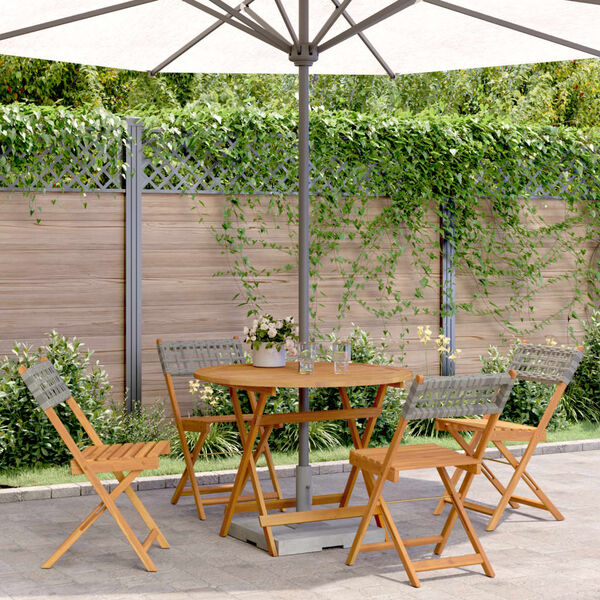 vidaXL 5-tlg. Garten-Essgruppe Grau Poly Rattan und Massivholz