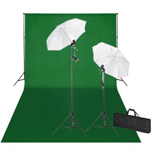 vidaXL Fotostudio-Set mit Gr&uuml;nem Hintergrund 600&times;300 & Leuchten