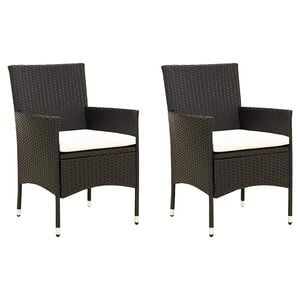 vidaXL Gartenst&uuml;hle mit Kissen 2 Stk. Poly Rattan Schwarz
