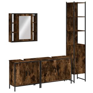 vidaXL 4-tlg. Badm&ouml;bel-Set R&auml;uchereiche Holzwerkstoff