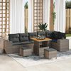 vidaXL Gartensofa-set mit Kissen 9 pcs Grau Poly-Rattan
