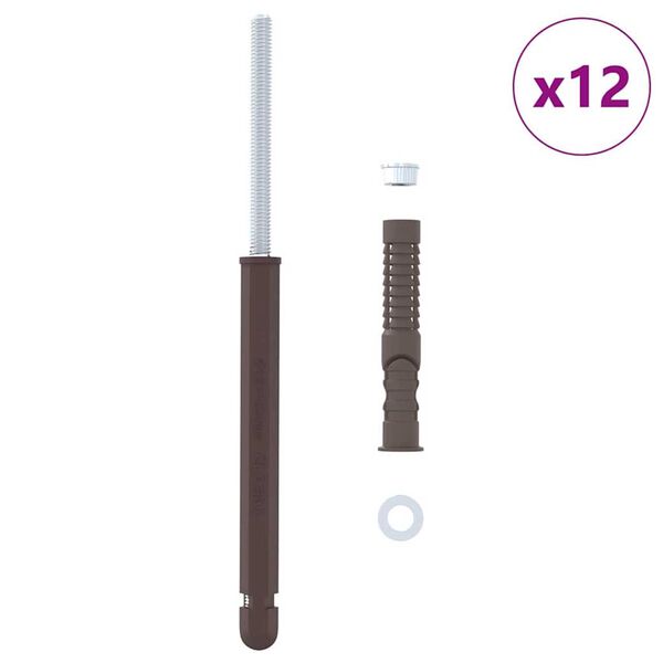 vidaXL Schwebende Regaltr&auml;ger 12 pcs Beige &Oslash;12 x 190 mm Stahl