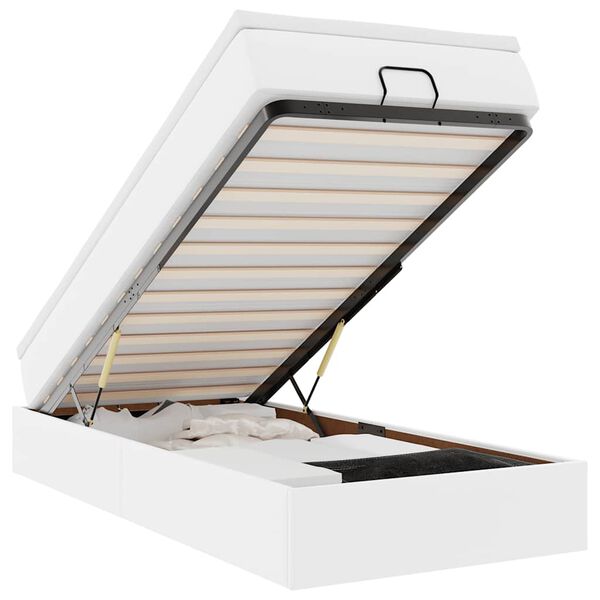 vidaXL Ottoman-Bett mit Matratze Weiß 90x200 cm Kunstleder